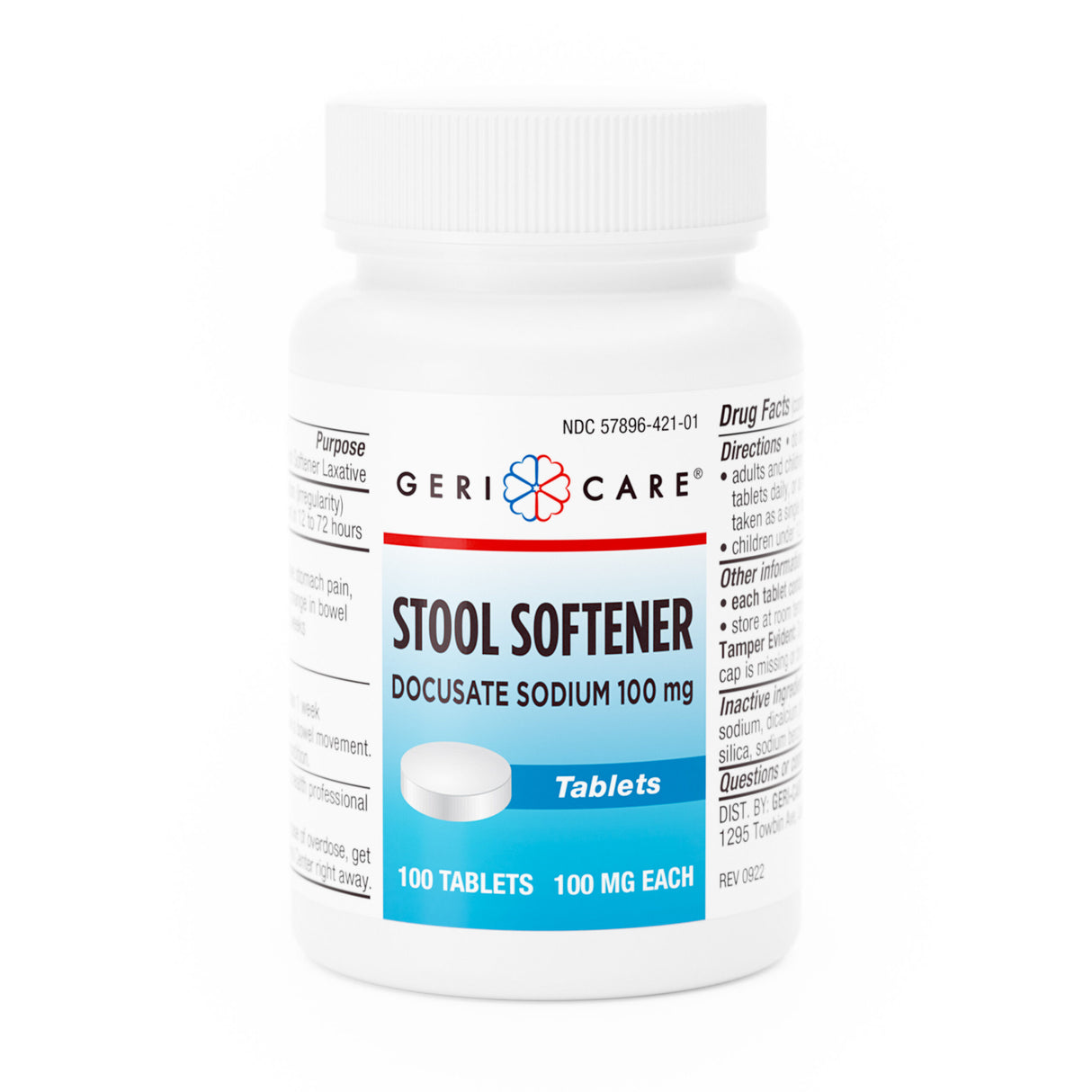 GeriCare Stool Softener Docusate Sodium Crushable Tablets 100 mg, 100 count