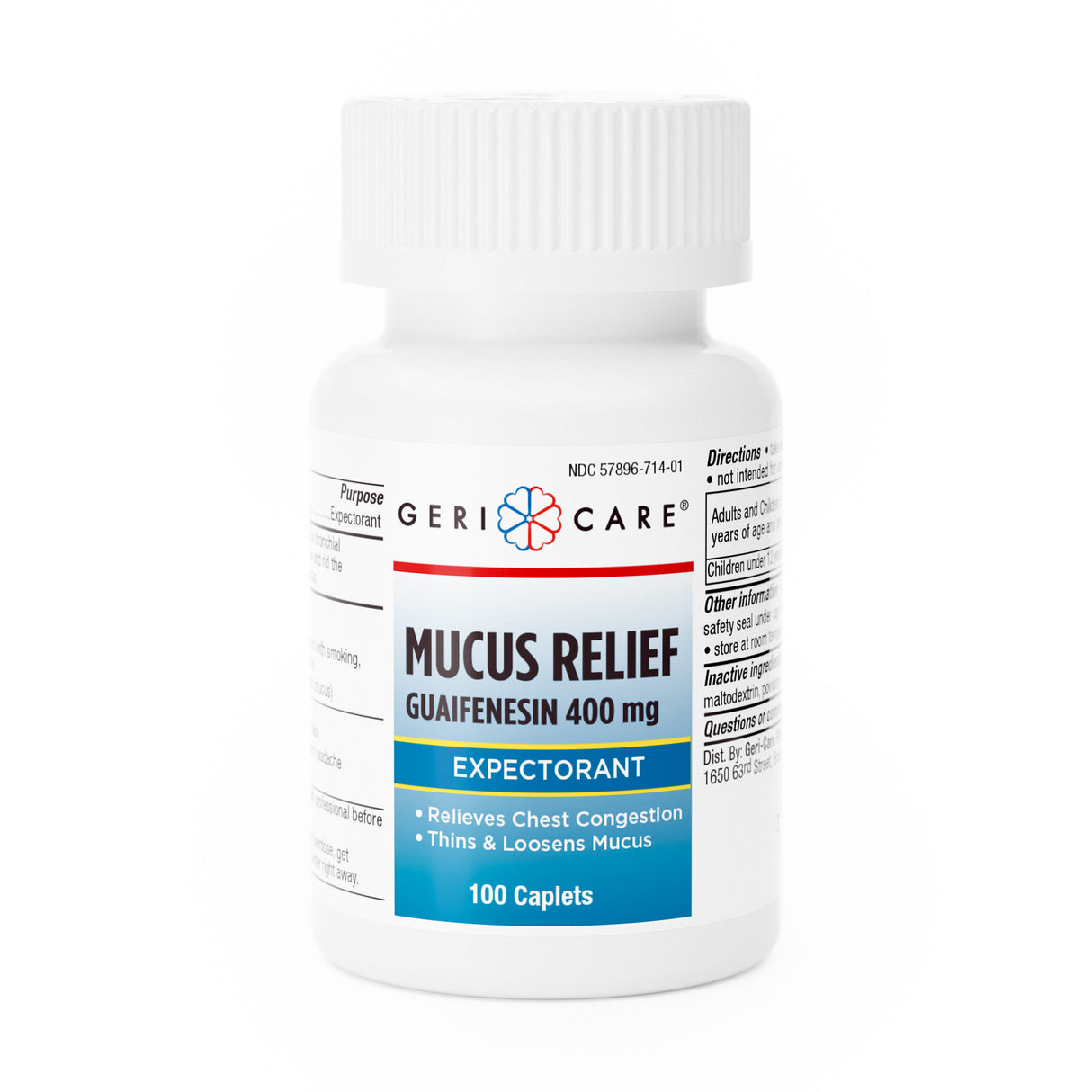 GeriCare Mucus Relief Guaifenesin Caplets 400 mg, 100 count