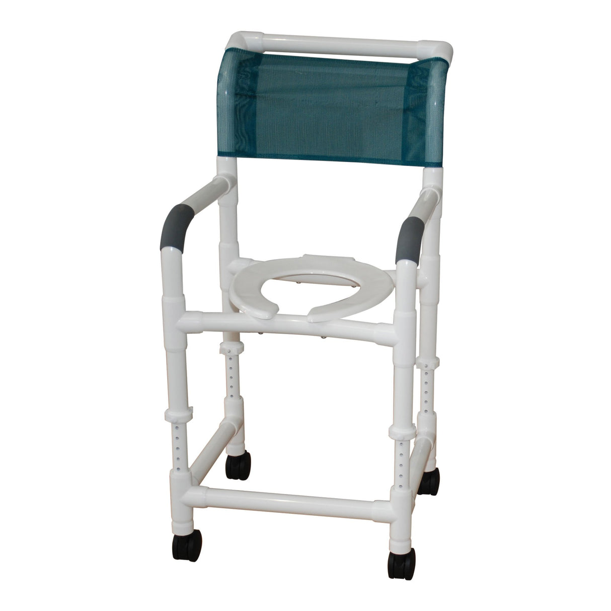 MJM Adjustable Height Rolling Shower Commode Chair Deluxe 20" - 25" 250 lb