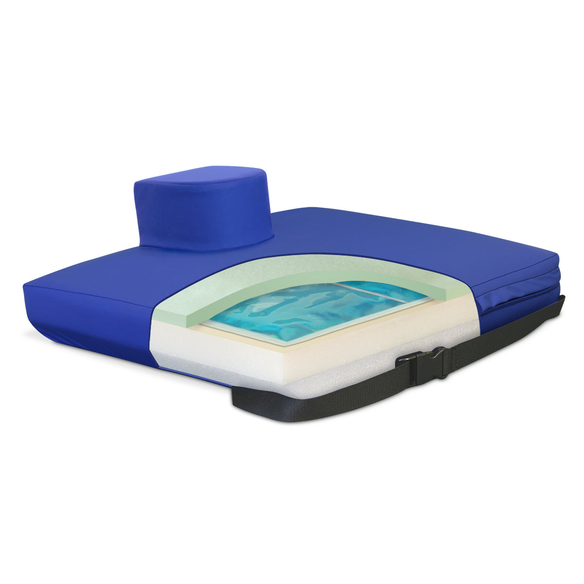 NYOrtho APEX CORE Pommel Wheelchair Cushion Cooling Gel-Foam High Density Rigid Firm Foundation Base Layer Eliminates Hammock Effect, Non Slip Water Resistant Prevent Pressure Injuries, Hip Positioning