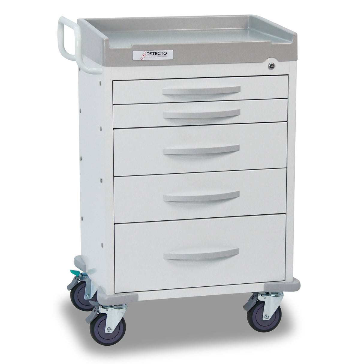 Detecto Rescue Series General Purpose Medical Cart 5 White Drawers