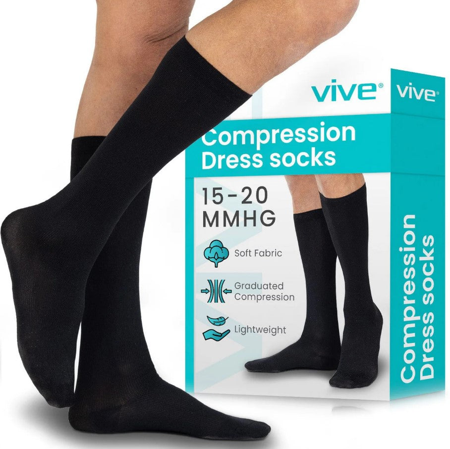 Vive Knee High Men's Compression Dress Socks 15-20 mmHg