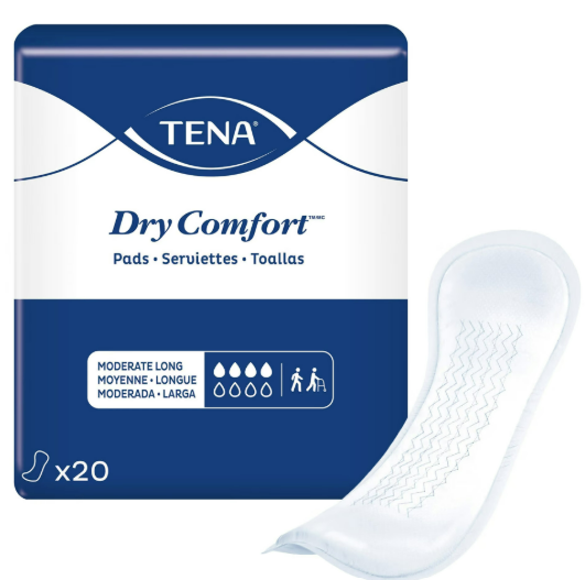 Tena Bladder Control Pad Dry Comfort and Moderate Absorbency Super Absorbent Core One Size Fits Most