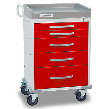 Detecto Rescue Series ER Medical Cart 5 Red Drawers