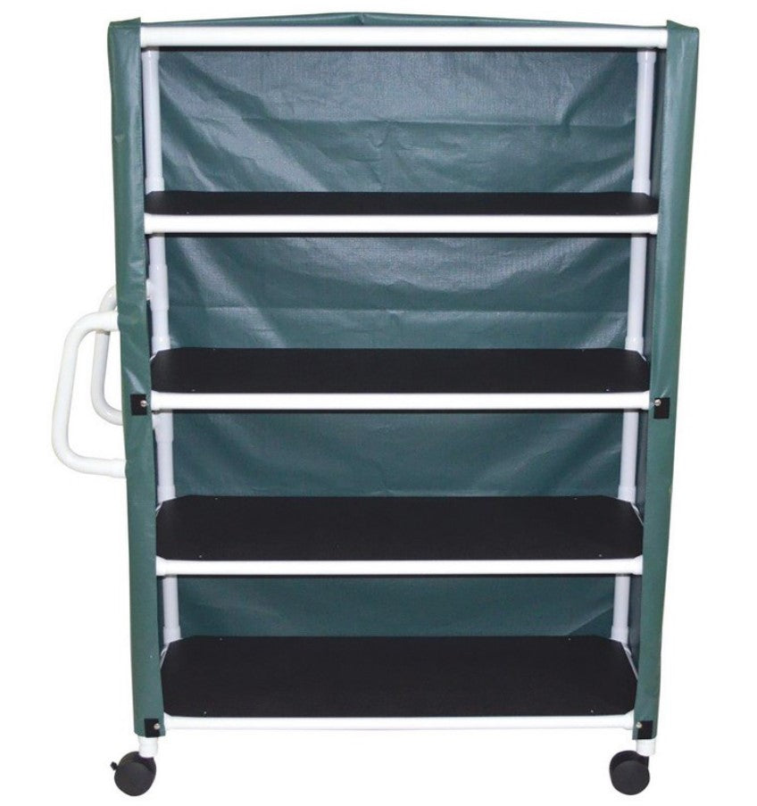 MJM 4 Jumbo Shelf Linen Cart 350-4C Ergonomic Handle 175 lb