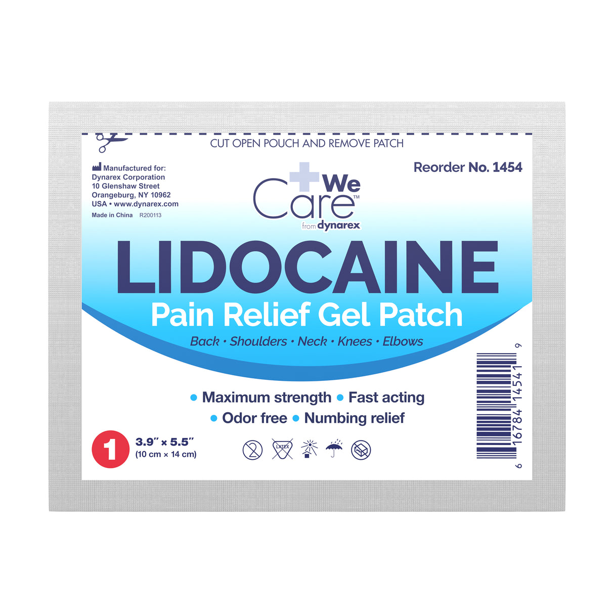 WeCare Dynarex Lidocaine Pain Relief Gel Patch