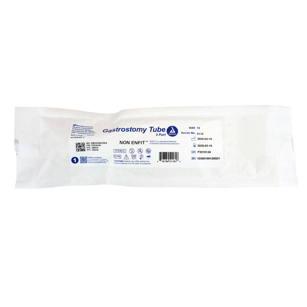 Non-ENFit Gastronomy Tube 3 Port