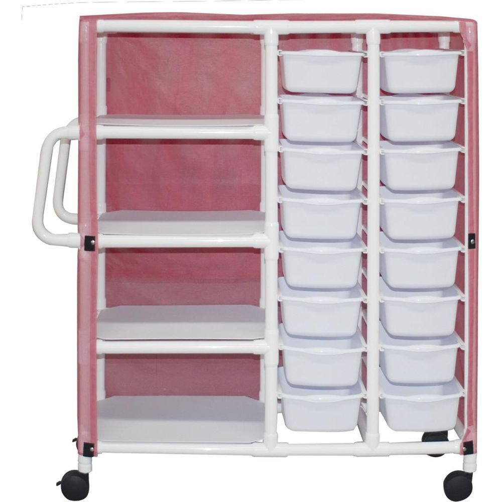 Combo Cart with 4 Shelves and 16 Pull Out Tubs with Cover