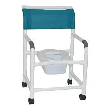 MJM Wide Shower Chair 22" Internal Width with 10 Qt Commode Square Pail 375 lb