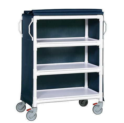 Ipu Premium Standard 3 Shelf Linen Cart with Superior Casters and Cover