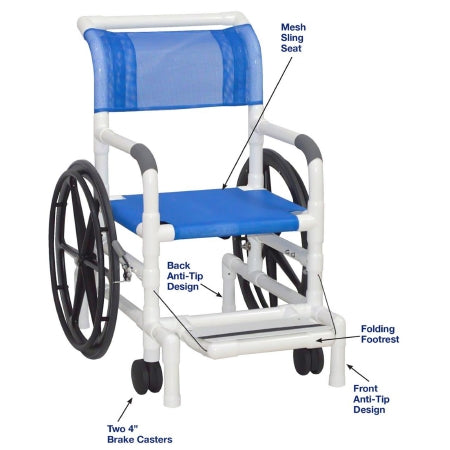 MJM Self Propelled Aquatic Rehab Shower Transport Chair PVC Frame