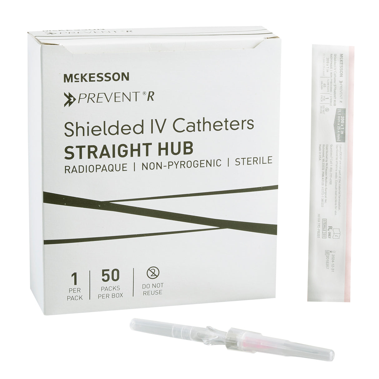 Mckesson Peripheral IV Catheter Prevent R 20 Gauge 1" Straight Hub