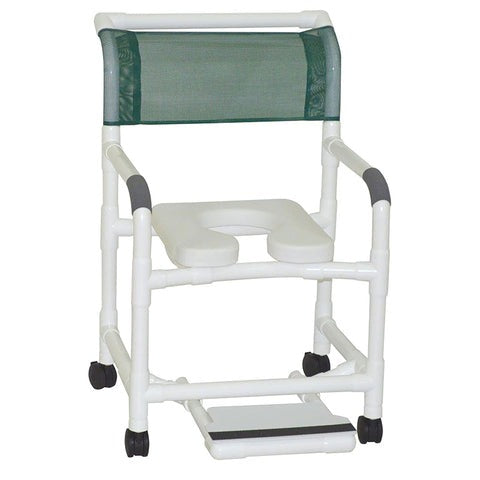 MJM Shower Chair with Soft Seat Deluxe Elongated and Sliding Footrest