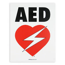 AED Flat Wall Sign Black and Red on White