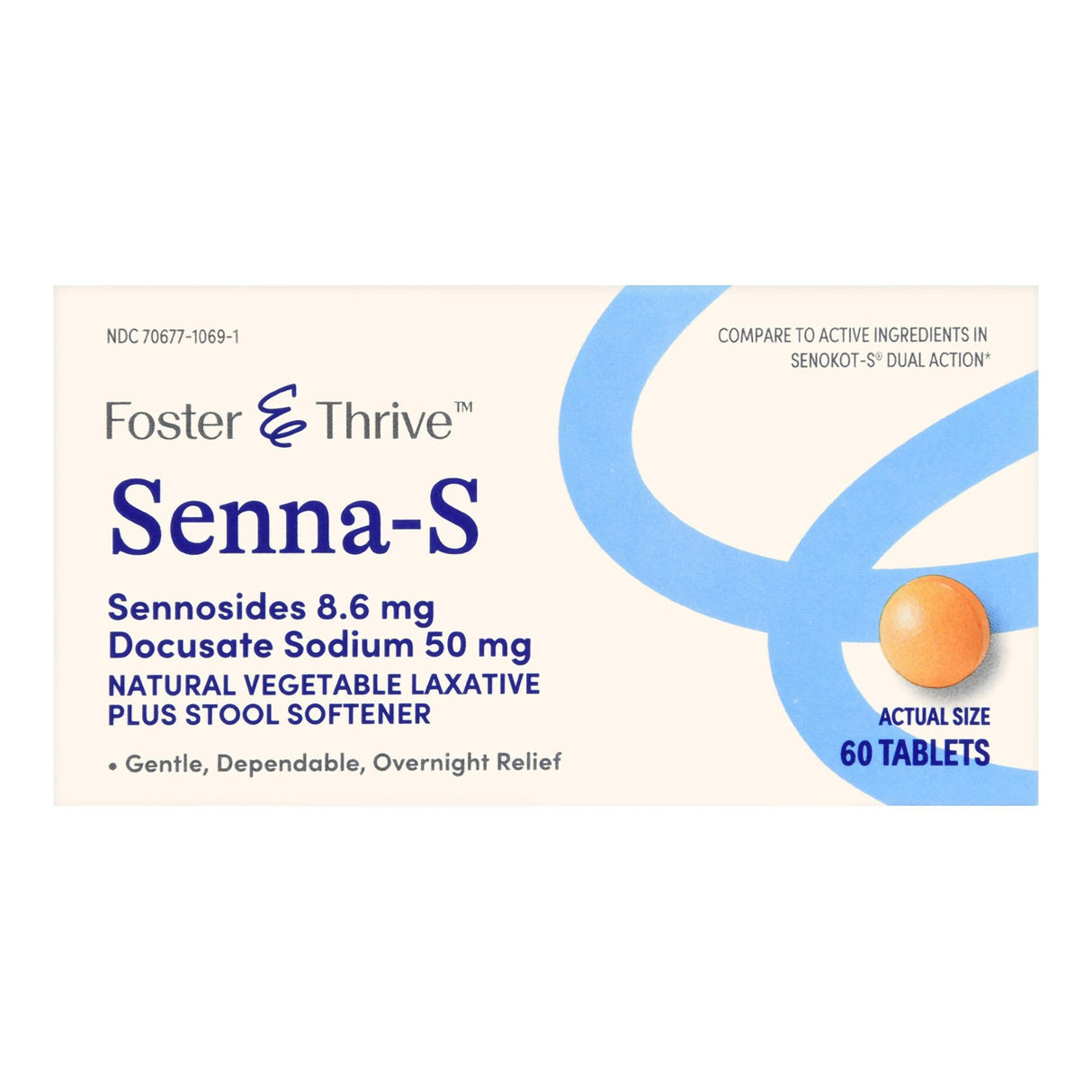 Stool Softener Foster & Thrive Senna-S Tablet 50 mg 60 per Bottle