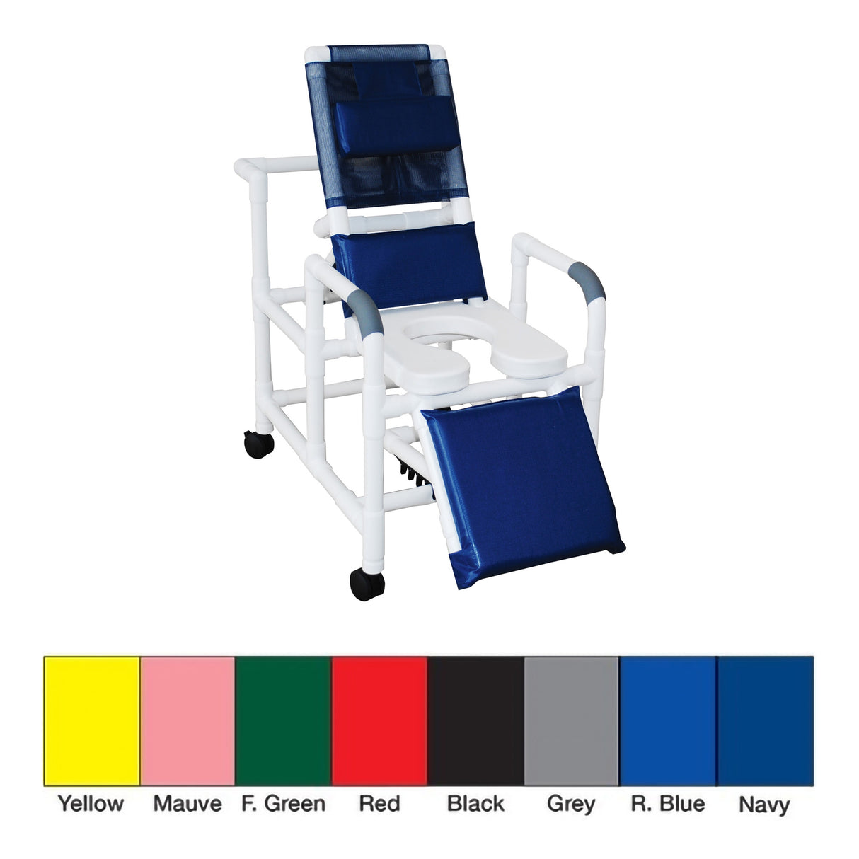 MJM Reclining Shower Chair with Soft Seat Deluxe Elongated