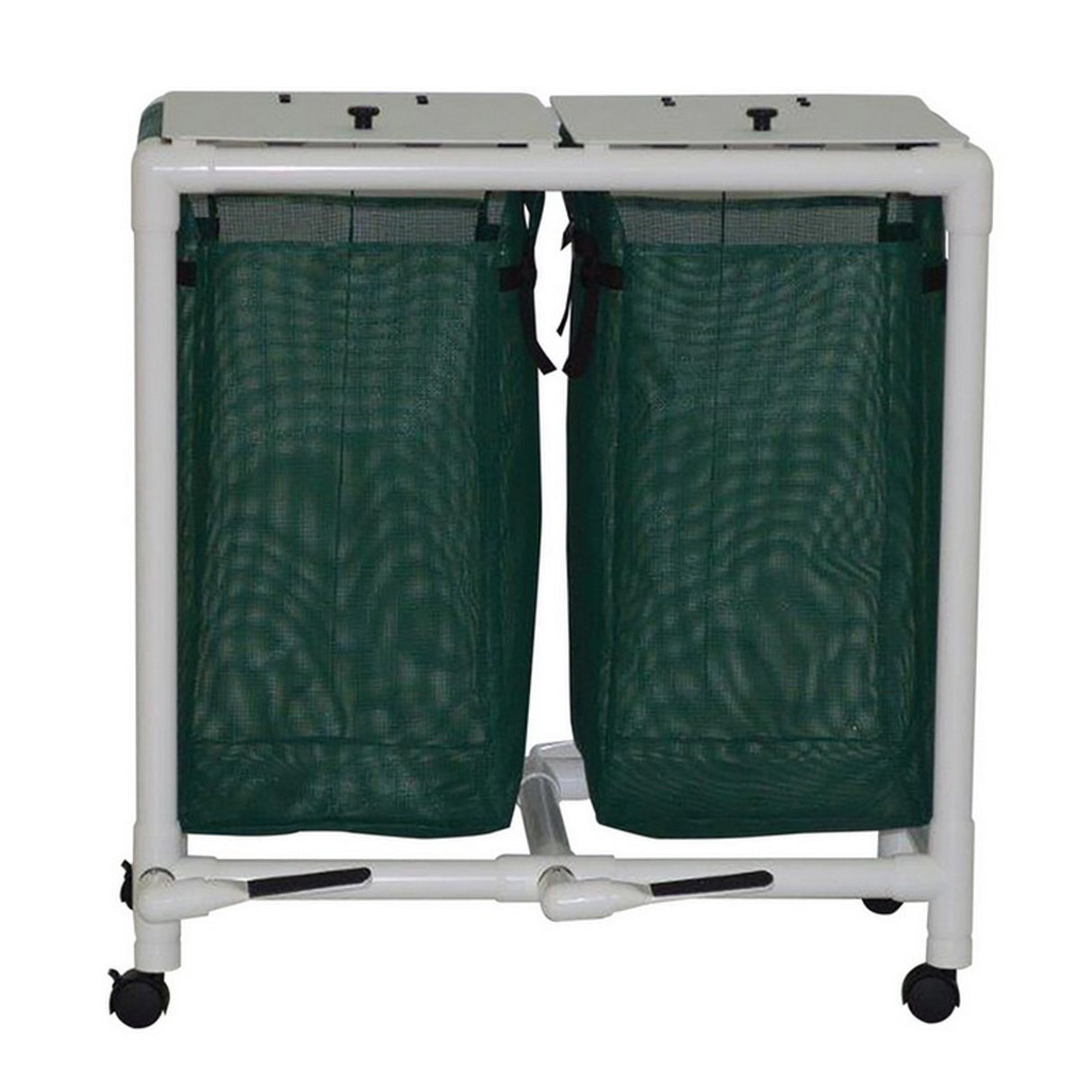 MJM Echo Double Hamper with Mesh Bag 55 Gallons 2" Twin Casters