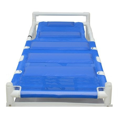 MJM 910 PVC Shower Gurney with Canvas Drain Pan Dual Drop Side Rails