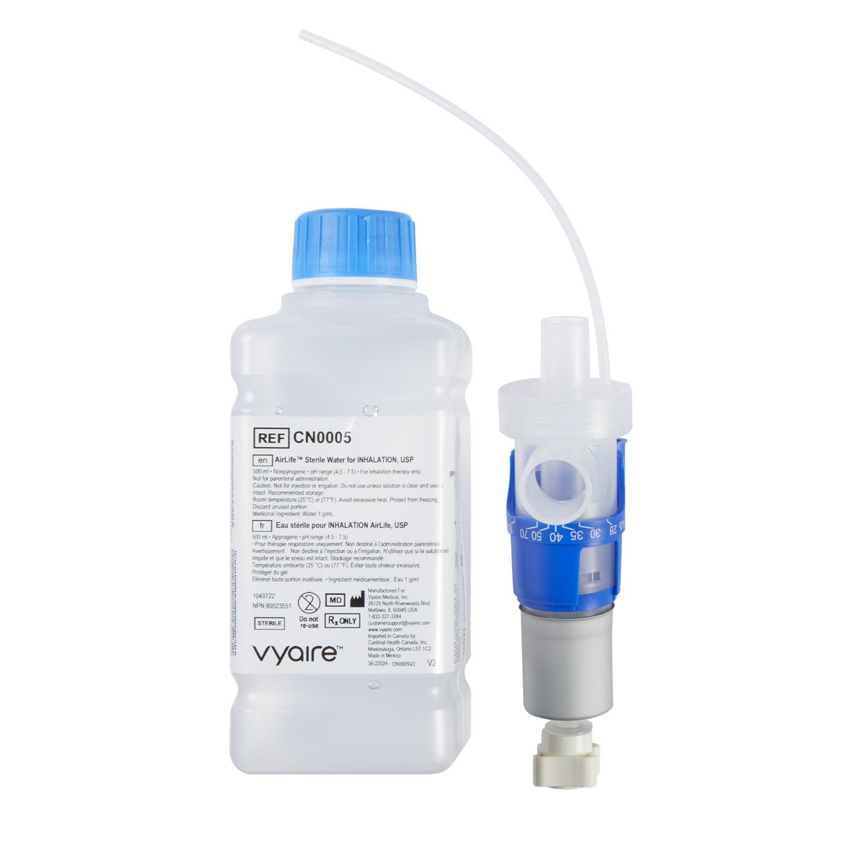 AirLife Prefilled Nebulizer Kit with Adapter 500ml Sterile Water