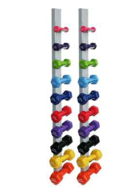 CanDo Vinyl Dumbbells 20 Piece Set with Wall Rack