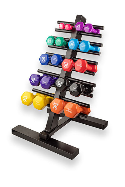 CanDo Vinyl Dumbbells 20 Pieces Set with Floor Rack