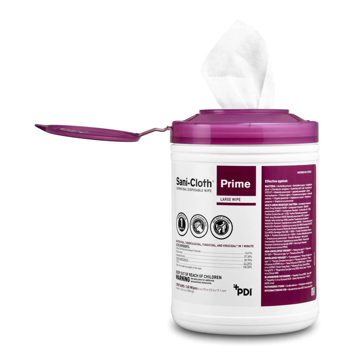 Sani-Cloth Prime Surface Disinfectant Cleaner Premoistened Germicidal Manual Pull Wipes