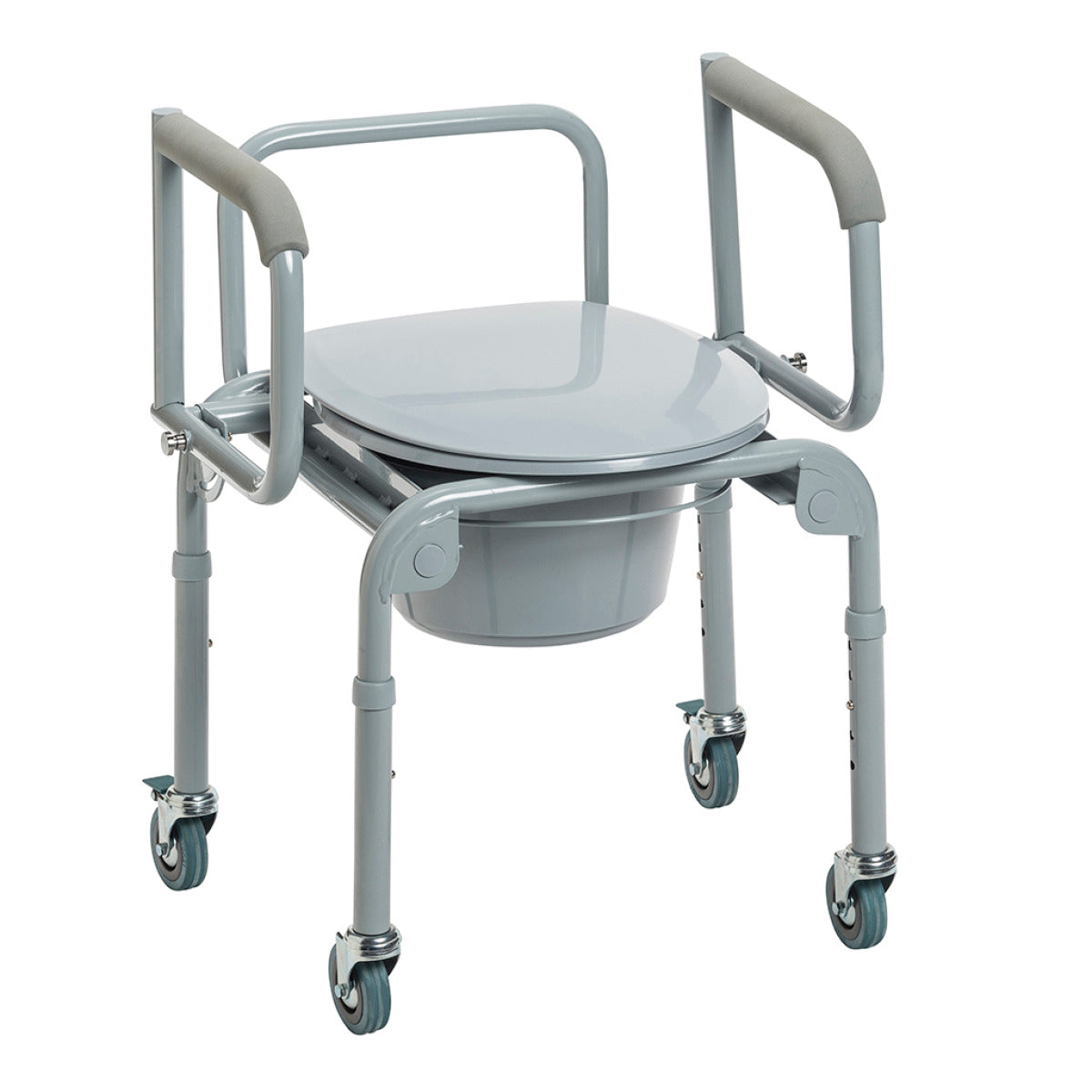 Steel Wheeled Commode with Drop Arms