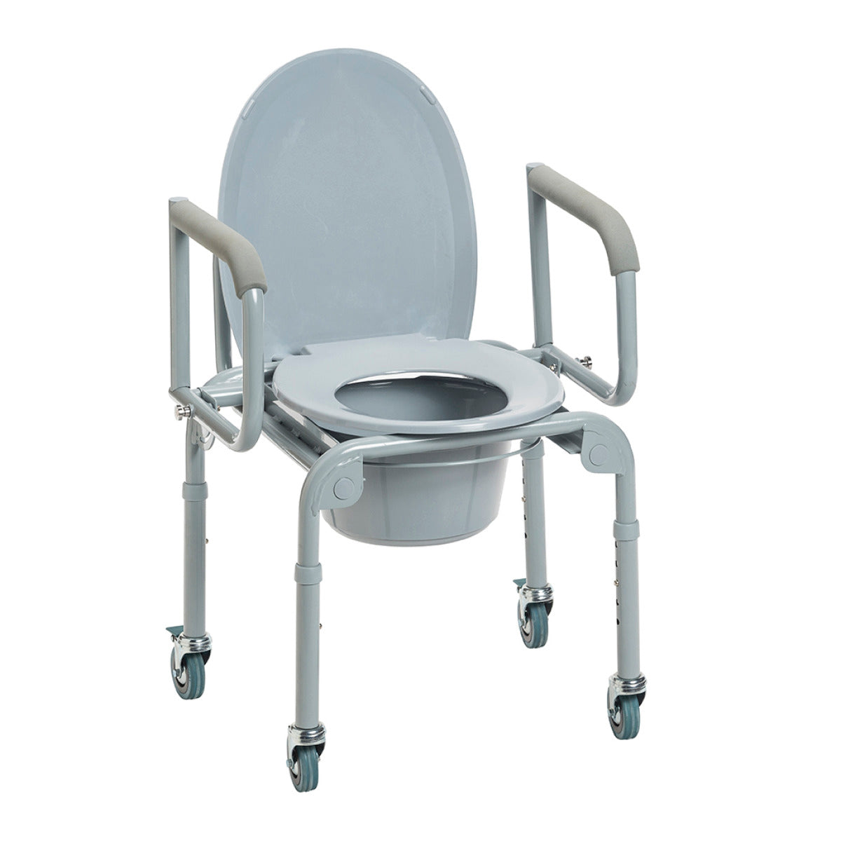 Steel Wheeled Commode with Drop Arms