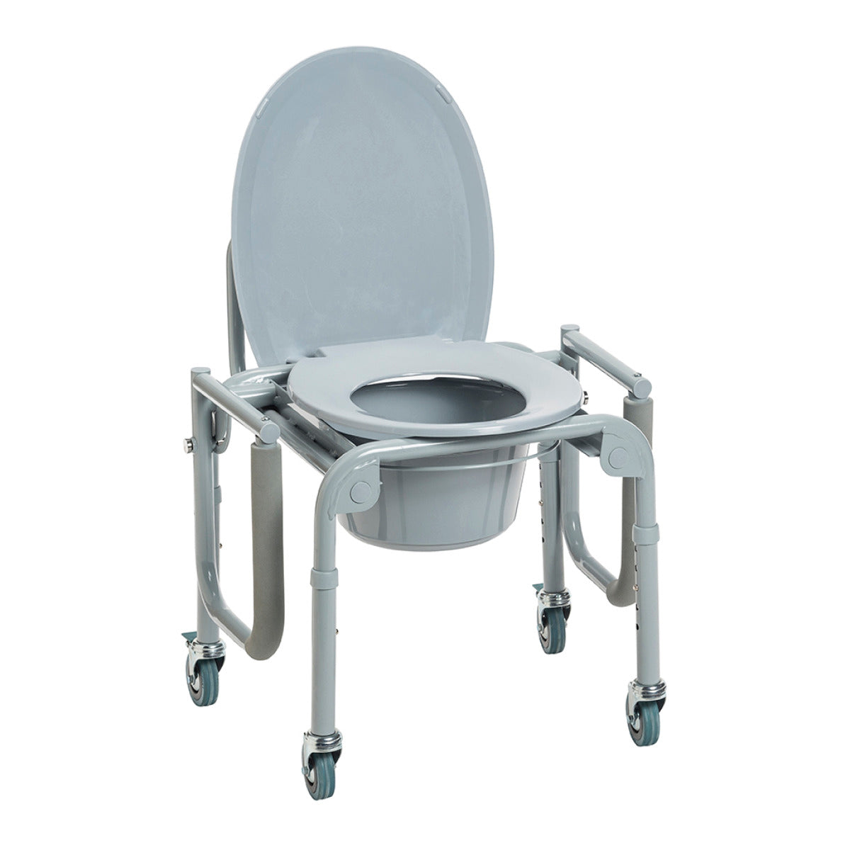 Steel Wheeled Commode with Drop Arms