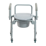 Steel Wheeled Commode with Drop Arms