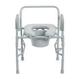 Drop Arm Steel Commode with padded seat