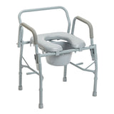 Drop Arm Steel Commode with padded seat