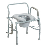 Drop Arm Steel Commode with padded seat