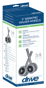 5" Bariatric Walker Gray Wheels with Two Sets of Rear Glides Silver Vein