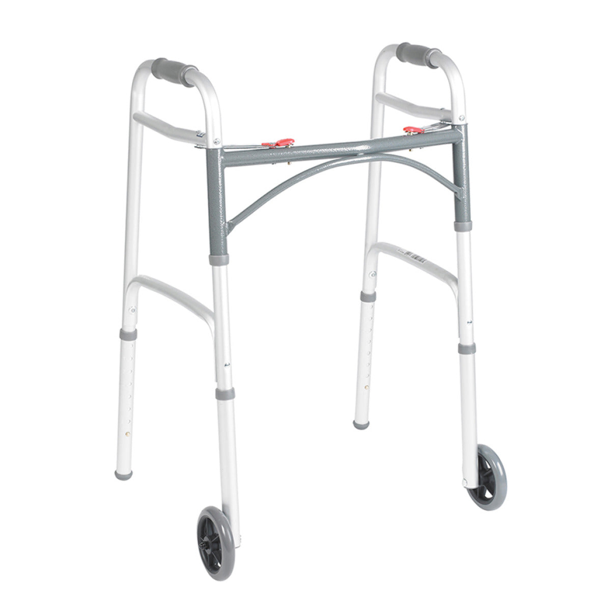 Deluxe Folding Walker Two Button with 5" Wheels