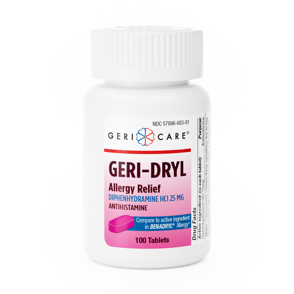 GeriCare Geri-Dryl Allergy Relief Diphenhydramine HCI Tablet 25 mg, 100 count