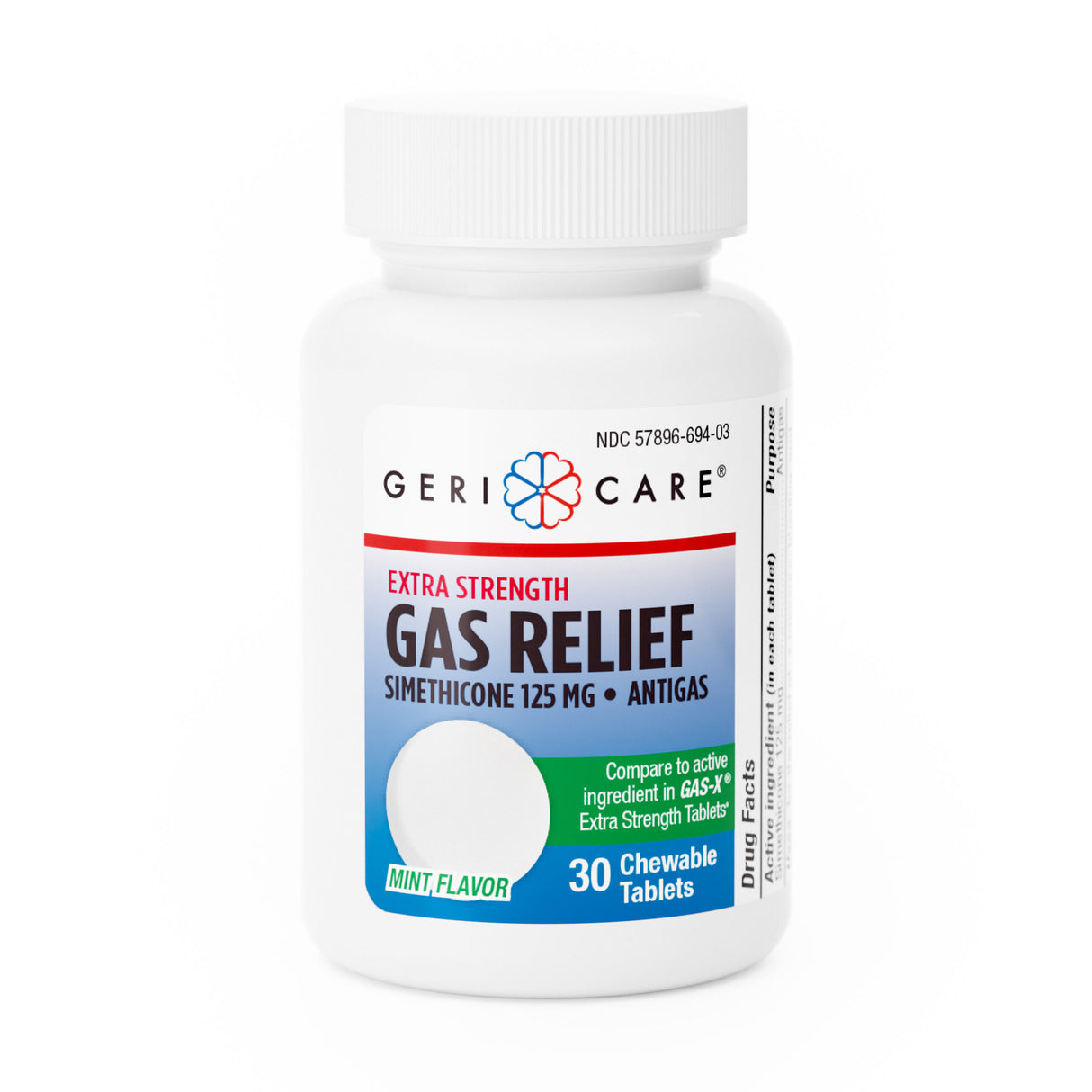 GeriCare Extra Strength Gas Relief Simethicone Chewable Tablets 125 mg, 30 count