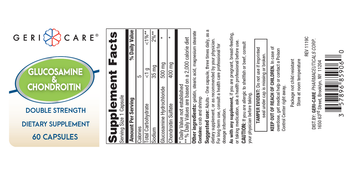 Glucosamine HCI and Chondroitin Sulfate Capsule 500mg, 60 count