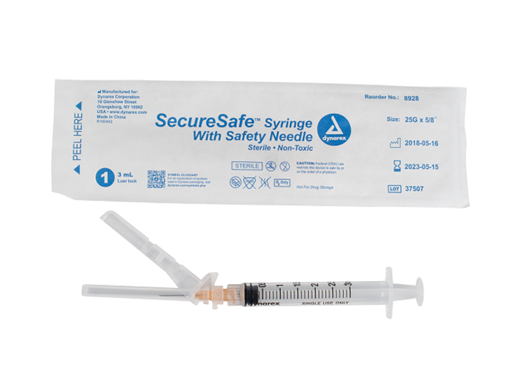 SecureSafe Syringe with Safety Needle Luer Lock