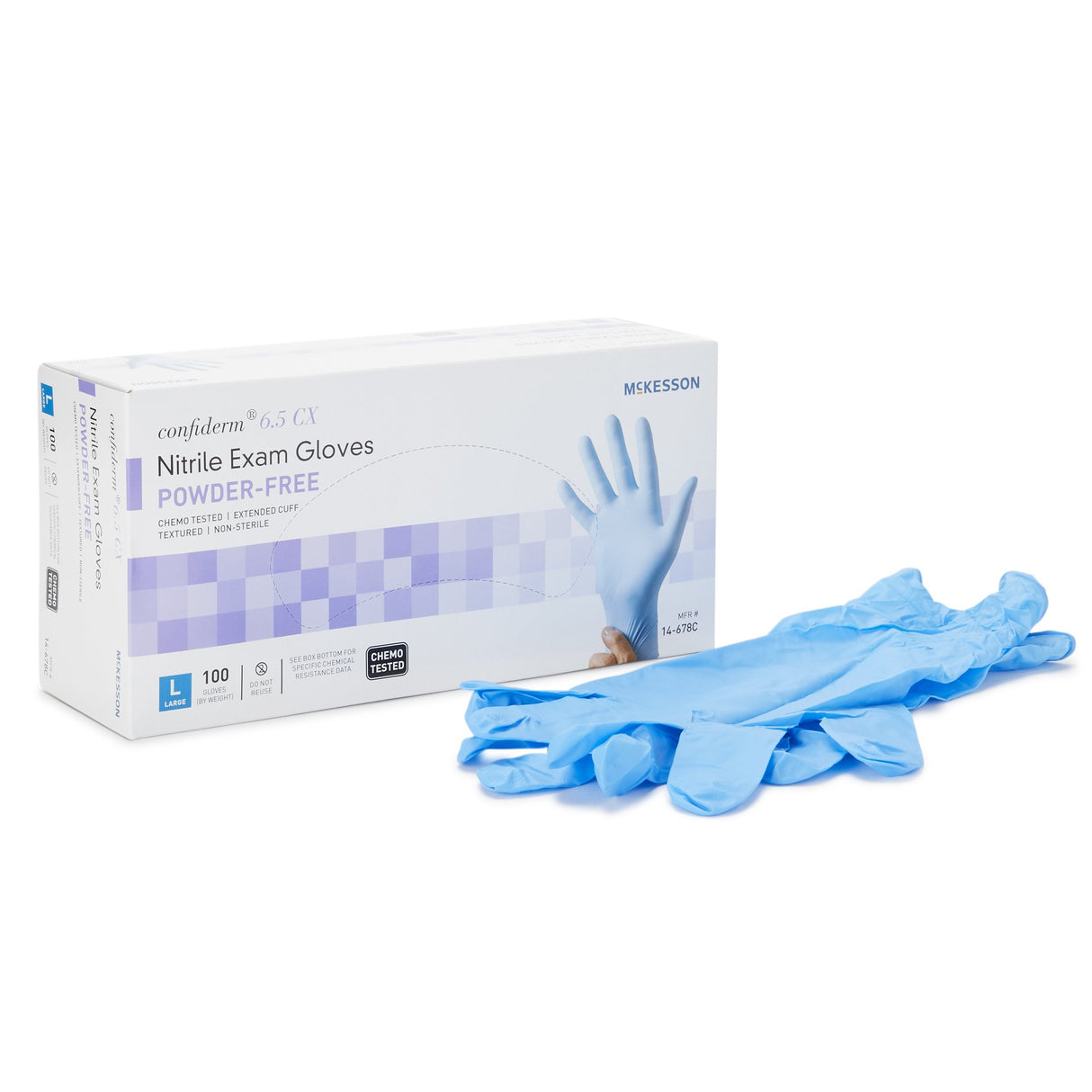 McKesson Exam Glove Confiderm NonSterile Nitrile Extended Cuff Length