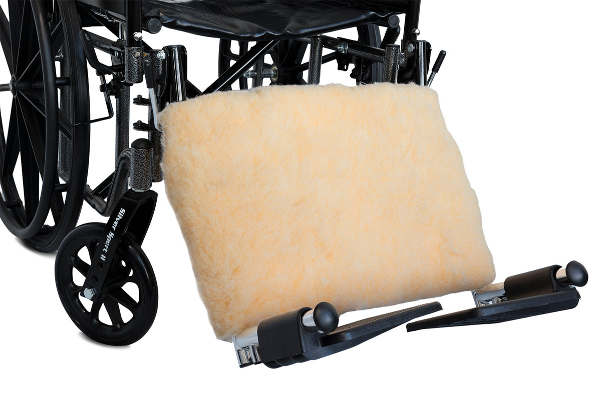 NYOrtho Sheepskin Wheelchair Leg Pad  Adjustable Strap 12" X 23"