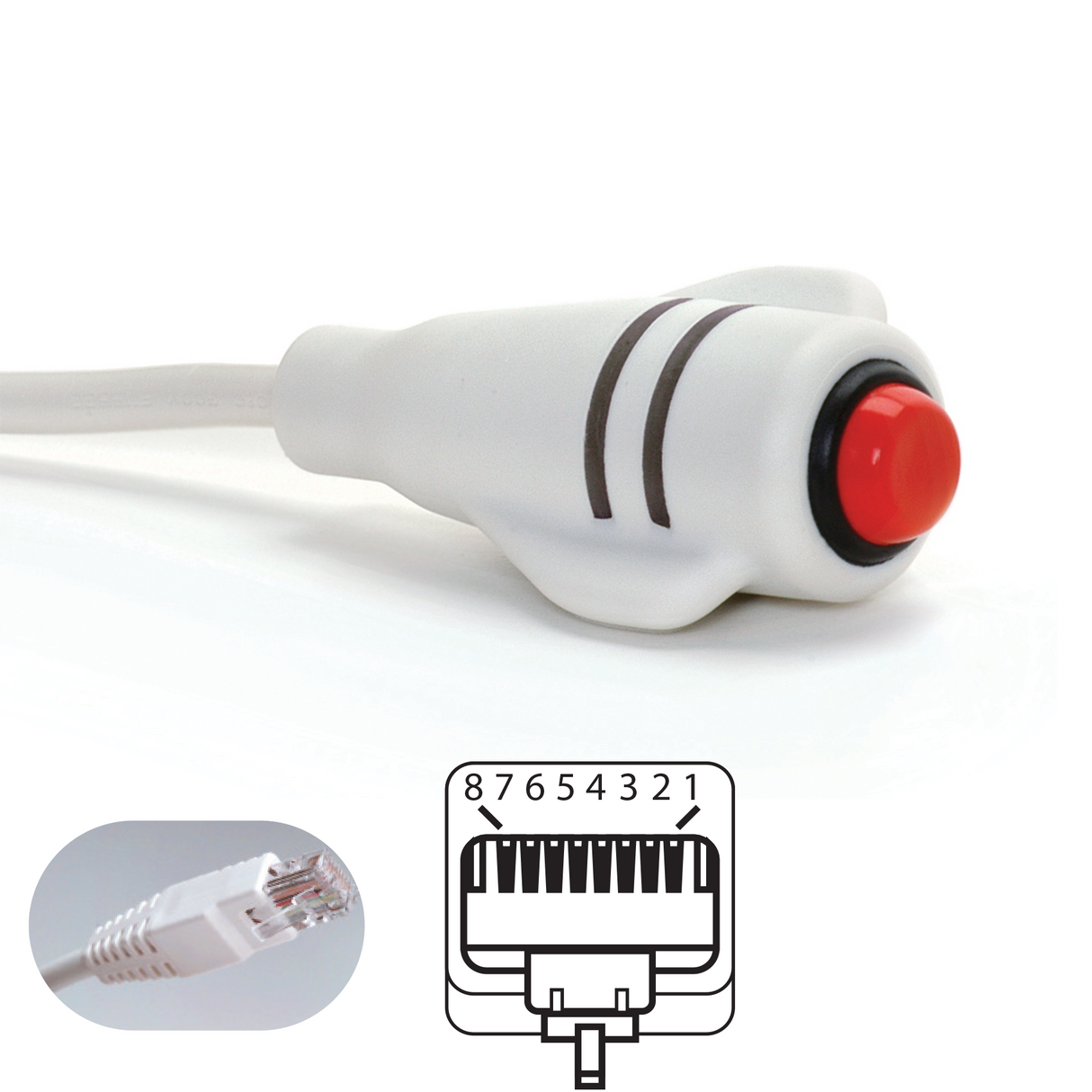 DuraCall Call Cord for Simplex TekTone Critical Aler, RJ45 8 Pin White