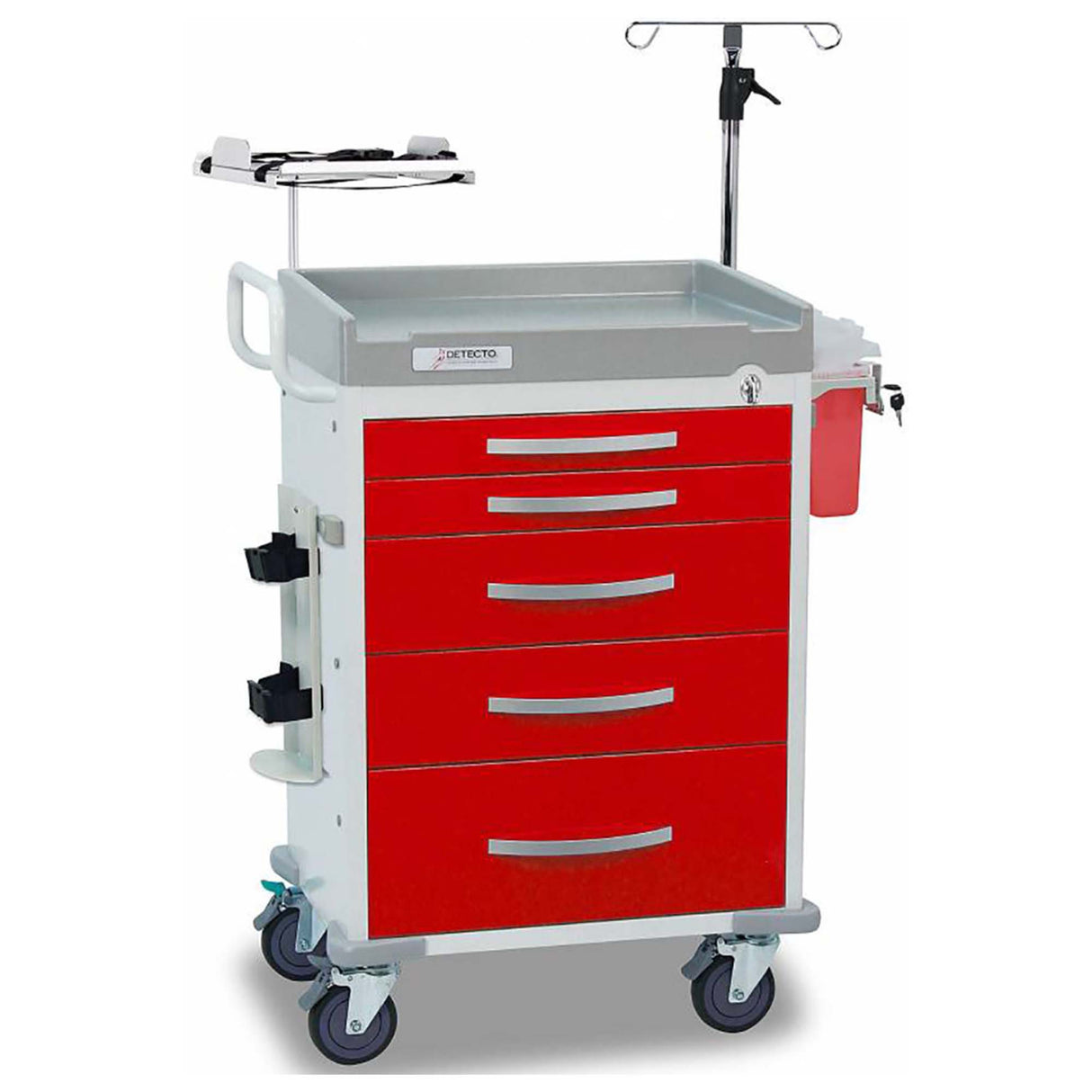 Loaded Detecto Rescue Series ER Medical Cart 5 Red Drawers with Accessories