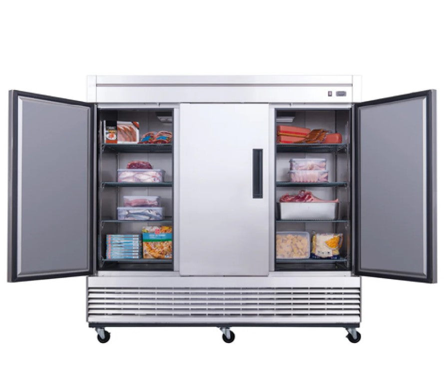 Dukers 3-Door Commercial Freezer in Stainless Steel