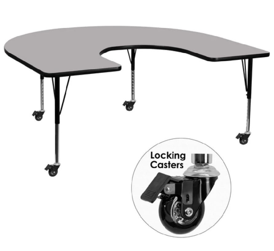 Flash Furniture 66" Adjustable Height Horseshoe Gray Activity Table