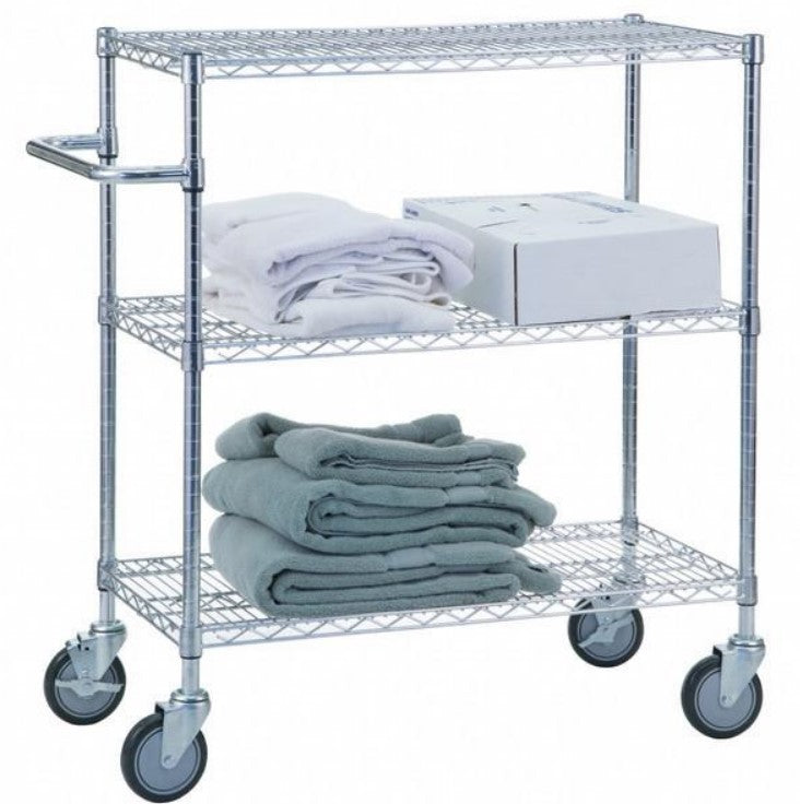 Rolling Triple Shelf Wire Utility Cart