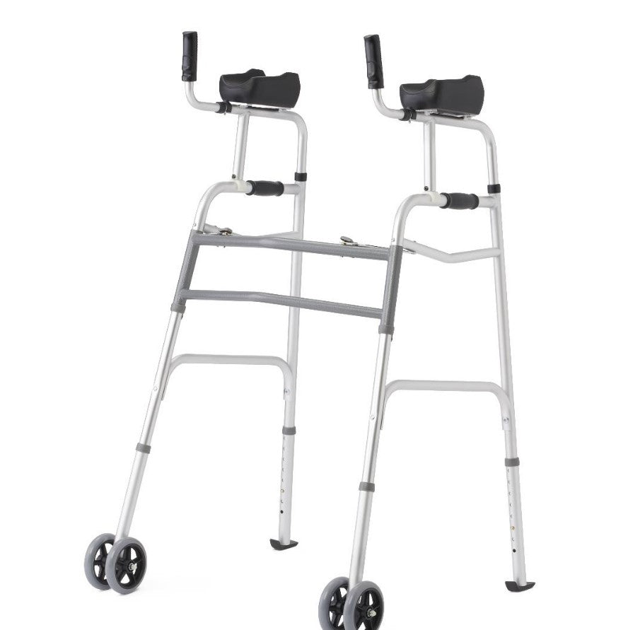 Aluminum Upright Folding Walker with 5" Wheels