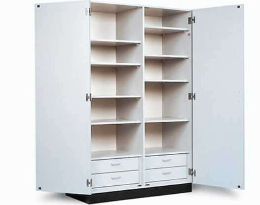 Double Door Storage Cabinet with Adjustable Shelves and Storage Drawers