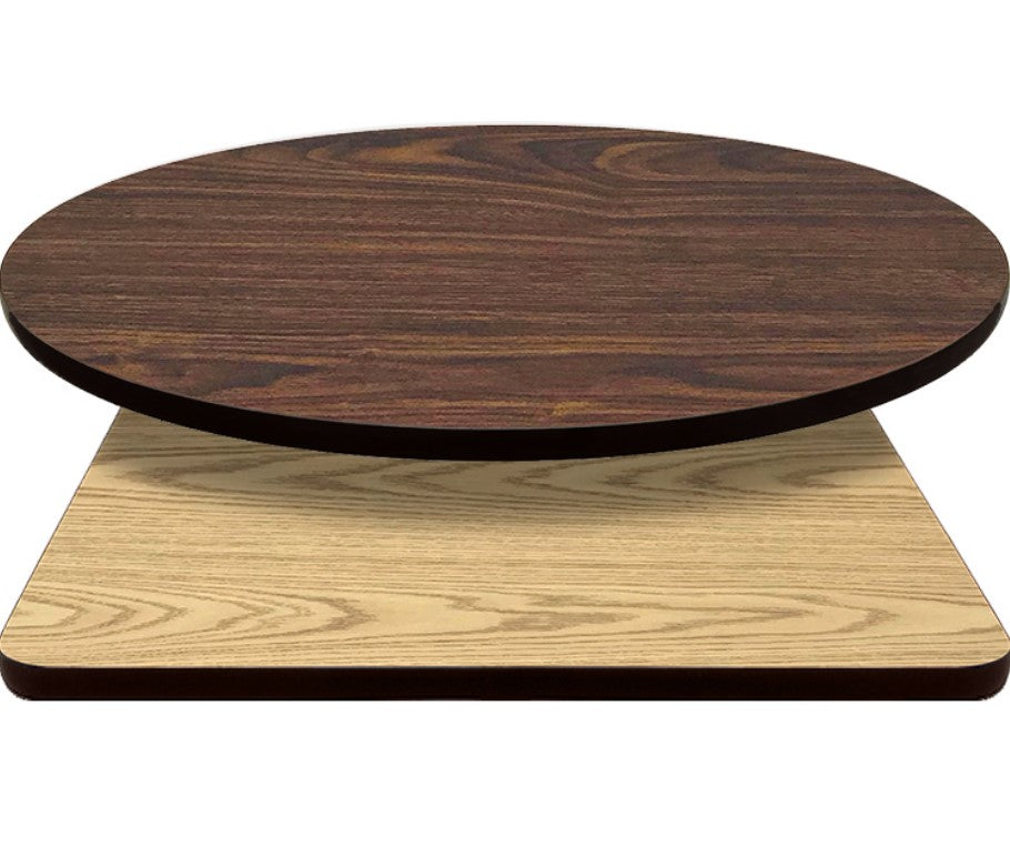 Two Sided Round Table Tops Oak and Walnut