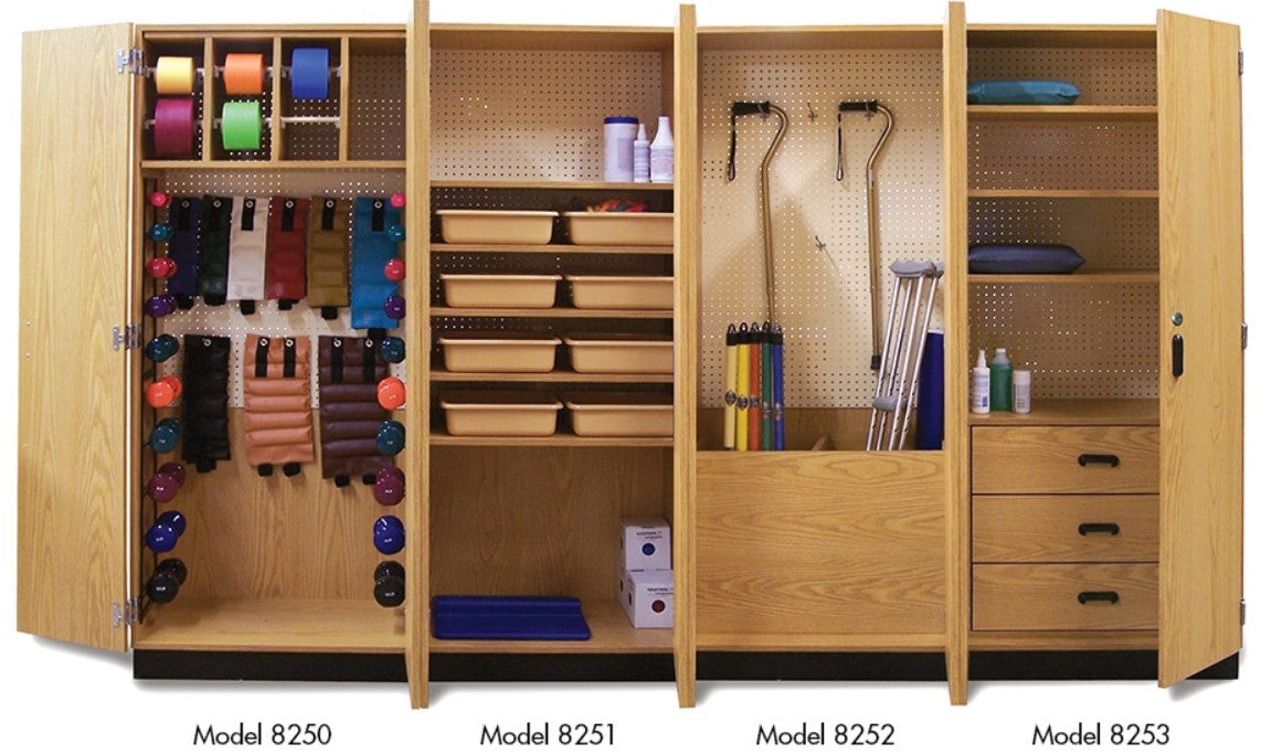 Thera Wall Therapy Weights Storage Cabinet with Plastic Storage Tubs